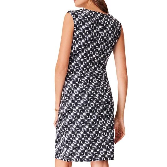 NIC+ZOE COMPAN WOMENS XLARGE MIDNIGHT SHIBORI TWIST FRONT SHEATH DRESS BLACK NEW - Picture 2 of 14